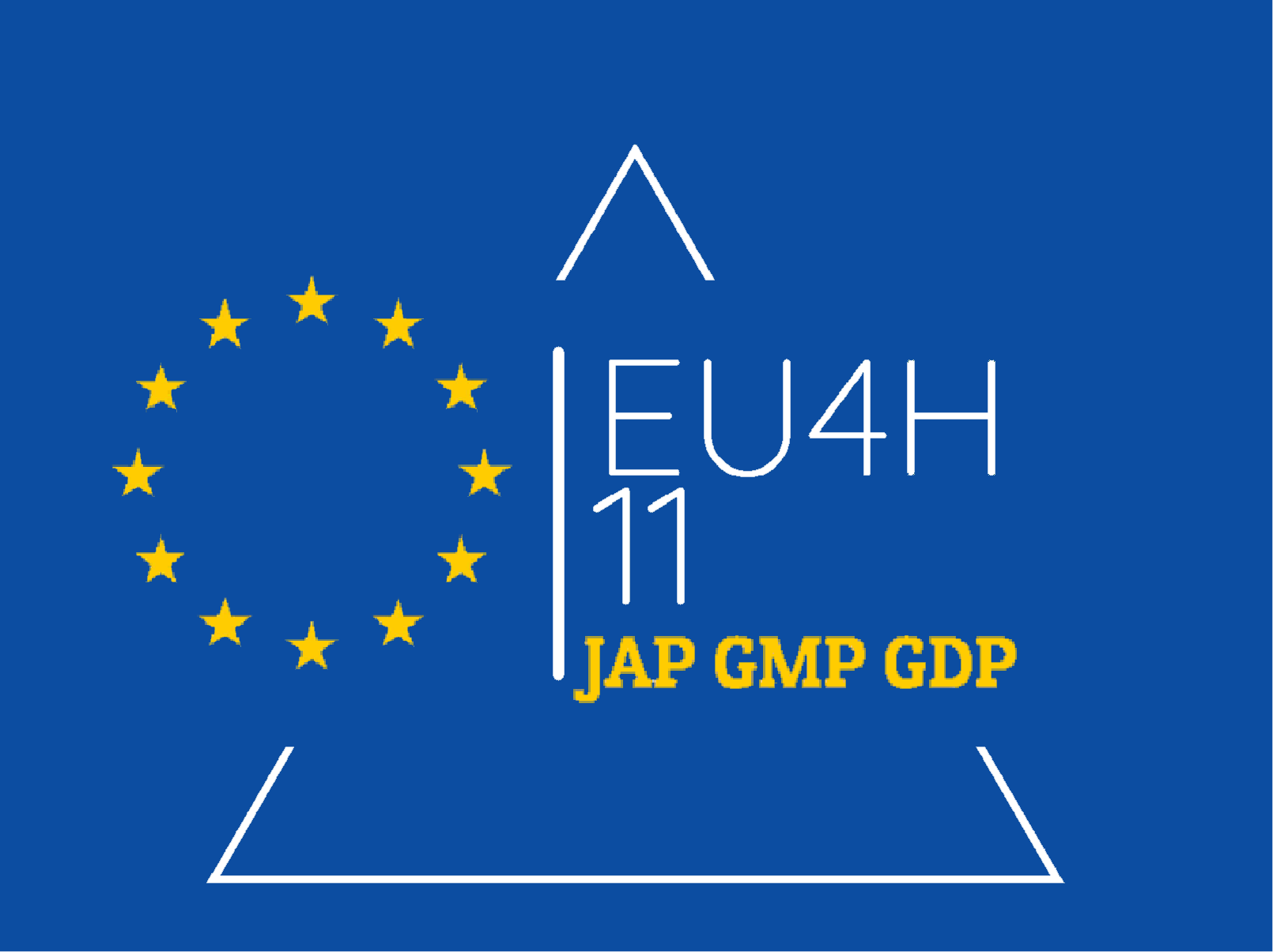 Dekorativ logotyp. Text: EU4H11. JAP GMP GDP.