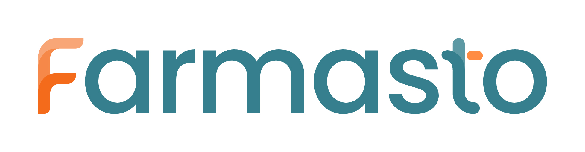 Farmaston tunnus, joka koostuu nimestä petroolin ja oranssin väreissä